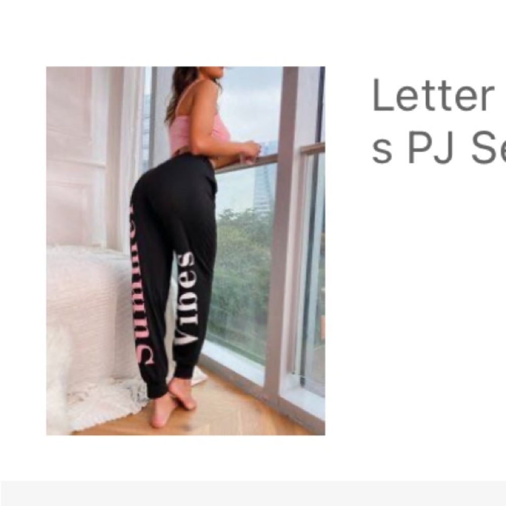Black Summer Vibes Lounge Pant Set